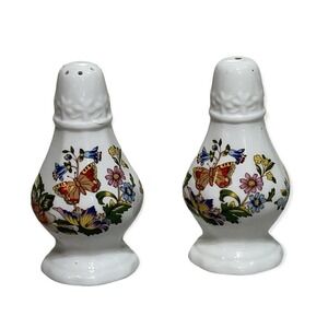 Aynsley Cottage Garden Salt Pepper Shakers Butterflies Wild Flowers England